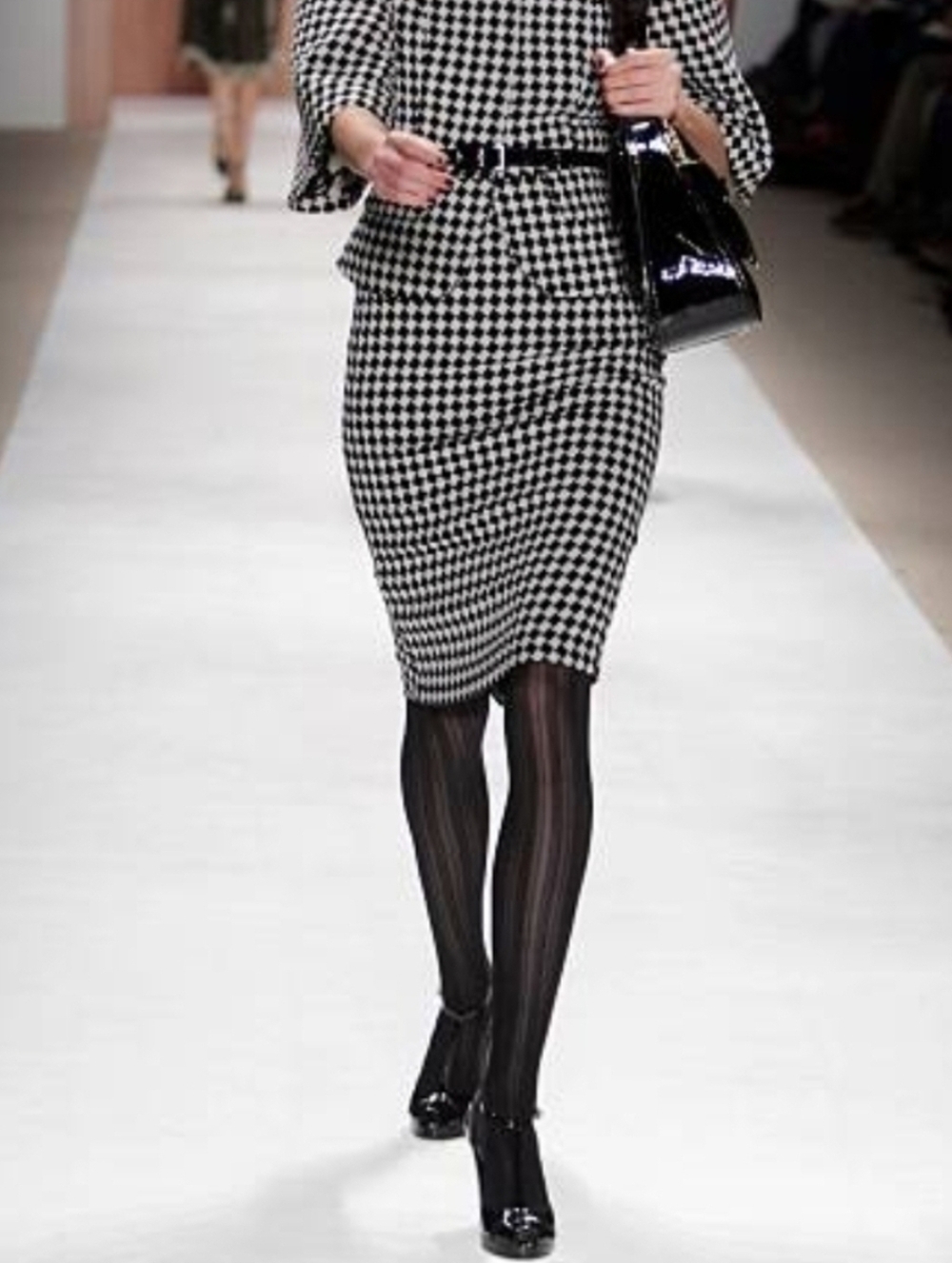 Vintage Tracy Reese Checkered Midi Skirt Black White Size 4 Maximalist Archival